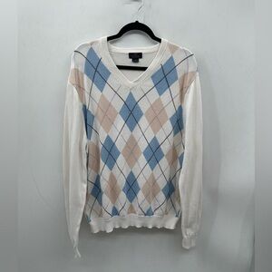 BROOKS BROTERS 346 Supima cotton argyle mens long sleeve preppy V neck sweater L